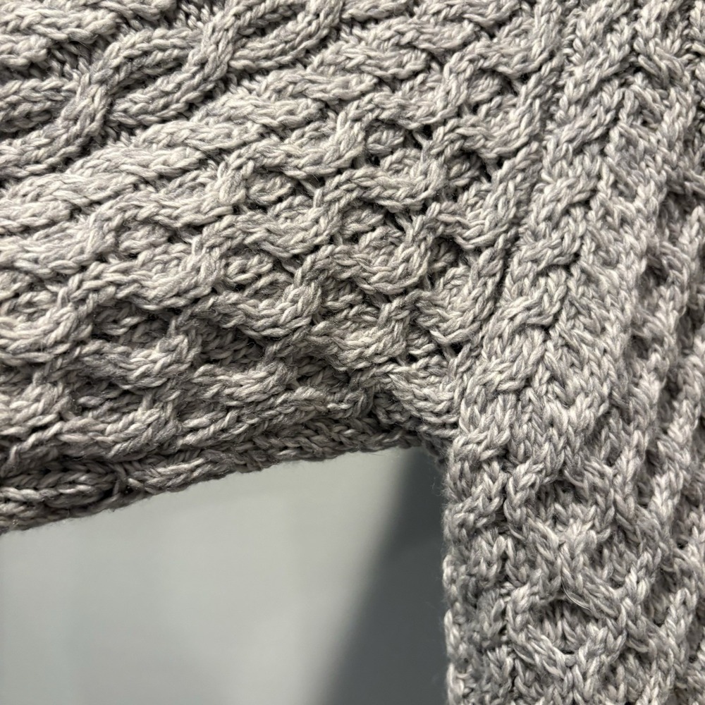 Aran Crafts Asymmetric Cable Knit Cardigan Sweater 100% Merino Wool Sz M Gray - Picture 4 of 8